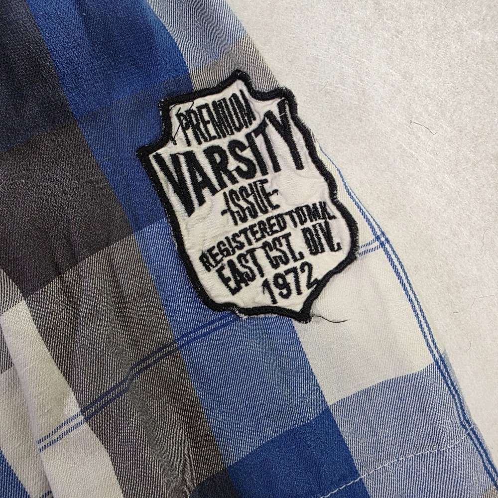 Ecko Unltd 4XL Plaid Button Up Shirt Blue Gray Short Sleeve ‎ Streetwear - Picture 8 of 9